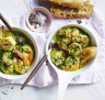 Adam Liaw's creamy pesto prawns.