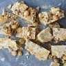 White rocky road with crushed honeycomb and toasted macadamias. 