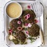 ***EMBARGOED FOR GOOD FOOD, SEP 3, 2019 ISSUE***
Danielle Alvarez recipe: Falafel stuffed portobello with tahini sauce
Photography by William Meppem (photographer on contract, no restrictions)