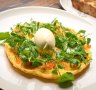 Frittata with smoked trout and salmon roe.