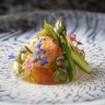 Scallop and abalone in dashi jelly.