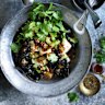 Silken tofu stir-fried with black vinegar and Sichuan pepper.