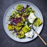 Fast polenta gnocchi with winter green pesto, hazelnuts and brie.  