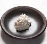 Savoury-sweet: Tahini ice-cream with eggplant mousse.