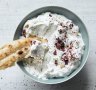 Persian cucumber and herb yoghurt with optional rose petals.