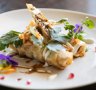 Duck borek: House-made yufka pastry filled with shredded duck, onions, currants and pinenuts.