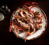 Barbecued WA marron tail, with grilled figs, beans and red wine butter.