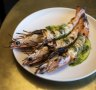 Charred tiger prawns, lemon and dill.