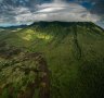 Aa aerial view of the extreme edge outside Volcanoes National Park. 