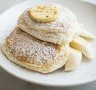 Ricotta hotcakes with banana and honeycomb butter.