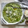 Green herb risotto with parmesan.