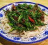 Go-to dish: Wheat noodles with chives and sliced lamb.