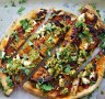 Roast pumpkin, goat's curd and zhoug pizza.
