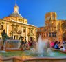 The Square of Saint Mary and Rio Turia fountain in Valencia. 