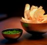 Taramasalata with potato crisps.