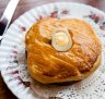 Calves' shin, snail and garlic pie.