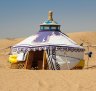 A gur (Mongolian yurt) in the Gobi Desert.