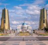 ASTANA, KAZAKHSTAN REPUBLIC - 2012: View of the Nurzhol Boulevard and President's Palace Acorda