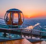 Riding high on the tram at Canton Tower.