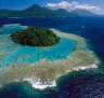 Coral reefs and islands at Kimbe Bay, West New Britain Island, Papua New Guinea.