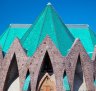 The roof of the Basilique Sainte-Anne in the colourful city of Brazzaville is crowned with glazed, malachite-green roof tiles.