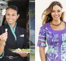 Business at the front, party at the back: Air Tahiti Nui's flight attendants change into island themed dresses mid-flight.