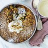 This crumble cake works with many combinations of fruit.