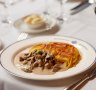 Tender veal and mushrooms with roesti at Zurcher Geschnetzeltes. 