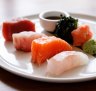 Sashimi of tuna, snapper, king fish and salmon. 