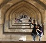 Arches of Si-o-se Pol bridge, or bridge of 33 arches, Esfahan.