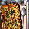 Adam Liaw's mushroom and spinach stroganoff pasta bake.