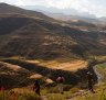 Hikers above the Mesheba valley in the Simien Mountains.