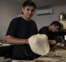 Mitch Westwood prepares pizzas at Westwood Pizza in Newtown. 