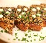 Next-level prawn toast with sesame seeds and yuzu mayonnaise.