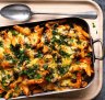 Healthy pasta bakes, like Adam Liaw's mushroom and spinach stroganoff pasta bake, are your friend. 