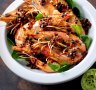 Spicy stir-fried prawns.