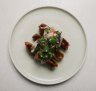Crispy pork jowl, soy, ginger and pickled pineapple.