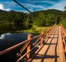 A swing bridge across the meromictic lake.