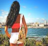 View of Havana and Malecon from the other side of the channel.