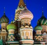 St Basil's Cathedral, whose popping domes are a swirl of candy-cane colours.