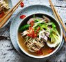 Based on chicken stock, Kylie Kwong's Chinese chicken noodle soup has a chilli kick.