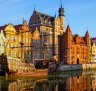 The riverside with the characteristic promenade of Gdansk, Poland. 
