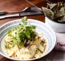 Coconut ceviche with blue corn chips features on Priscillas' veg-focused menu.