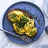 Danielle Alvarez's buttery scrambled eggs. Recipes from Good Food Kitchen episode 1 October 2021. Good Food use only.