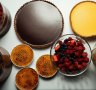 The dessert trolley is stacked with classic sweets, like Paris-Brest, millefeuille, pistachio-hued trifles and chocolate mousse. 