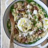 Karen Martini's risotto with pork and fennel sausage, peas and burrata.