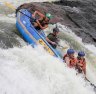 Down the face of a rapid on the White Nile.