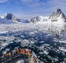 The northern entrance of the Lemaire channel of the Antarctic Peninsula.