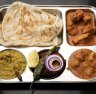 Roti with a selection of Sri Lankan curries.