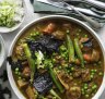 Japanese-style curry with okra, potato, peas and daikon.